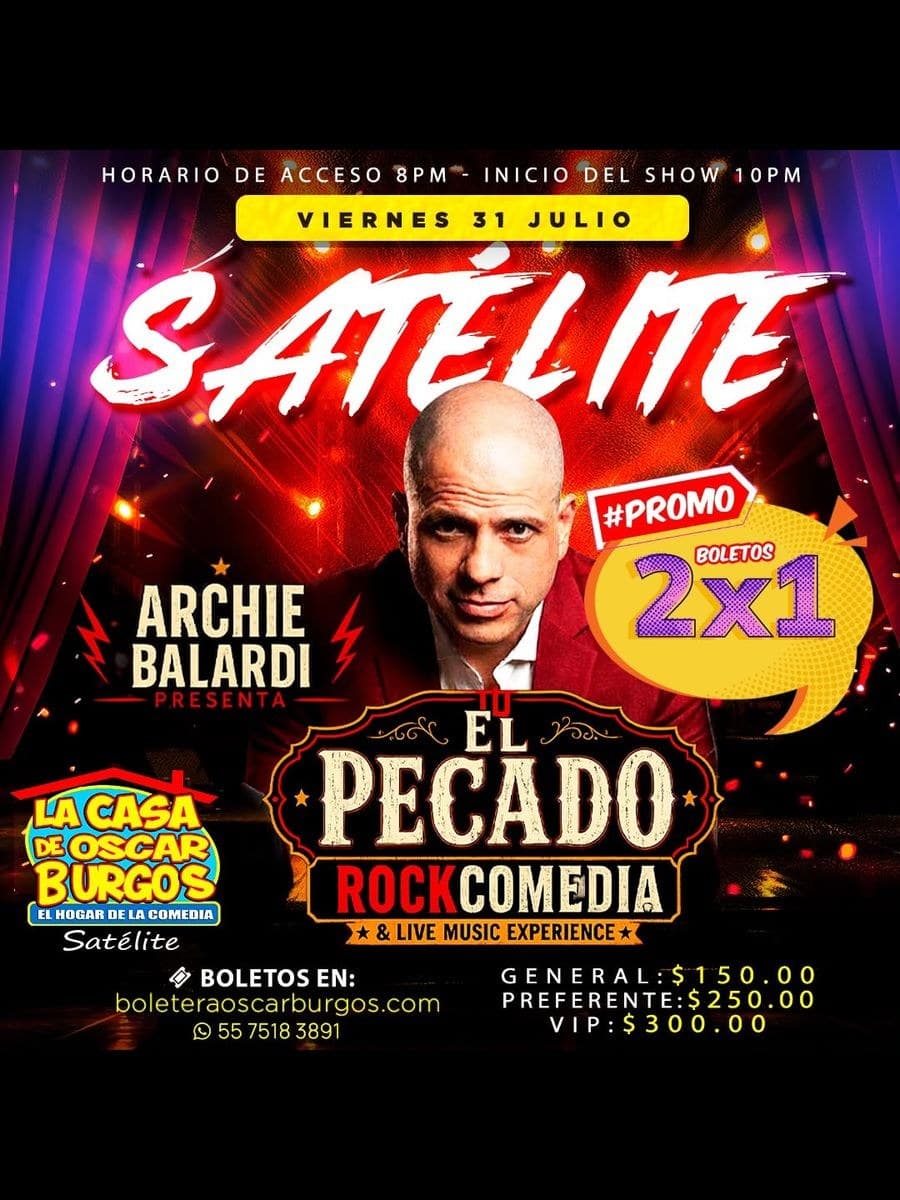 Cartel del evento El Pecaco RockComedia en La Casa de Oscar Burgos Satélite