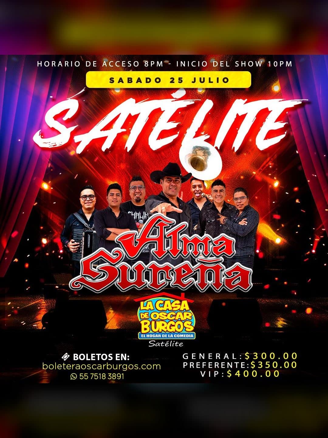 Cartel del evento Alma Sureña en La Casa de Oscar Burgos Satélite
