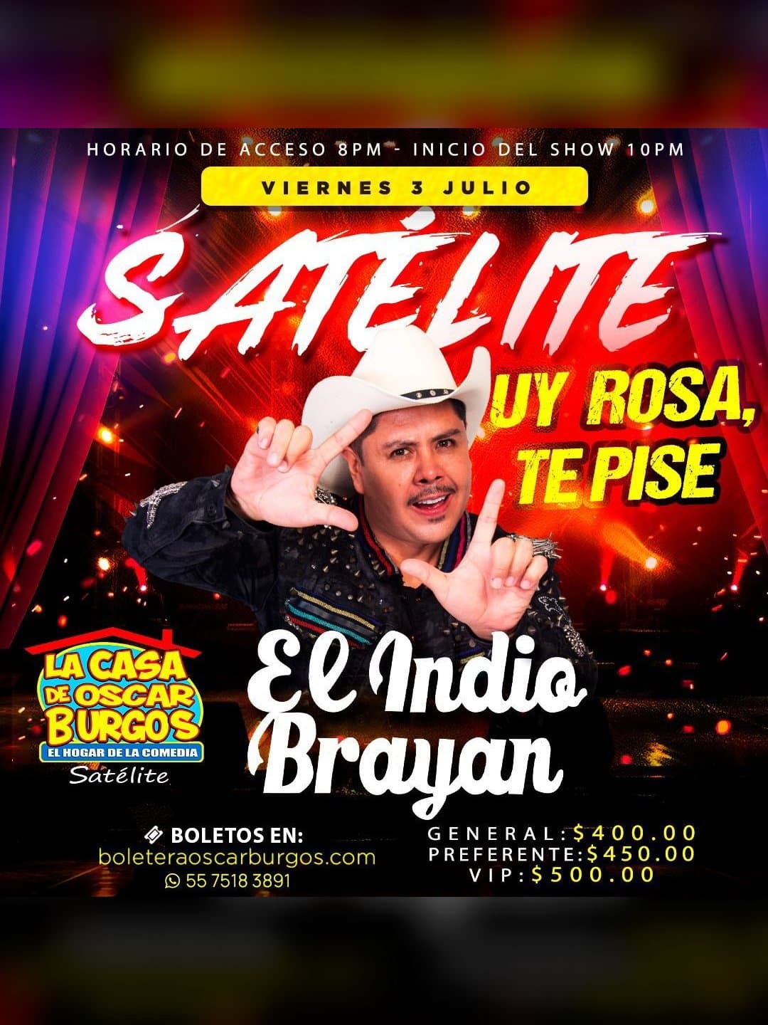 Cartel del evento El Indio Bayán en La Casa de Oscar Burgos Satélite