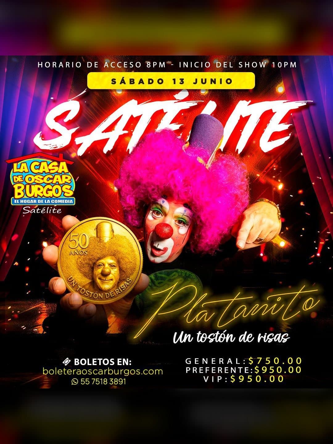 Cartel del evento Platanito en La Casa de Oscar Burgos Satélite
