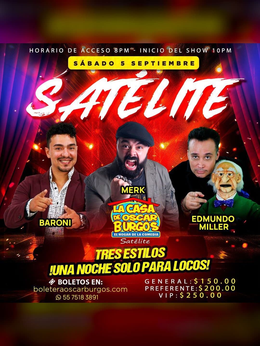 Cartel del evento Baroni / Merk / Edmundo Miller en La Casa de Oscar Burgos Satélite