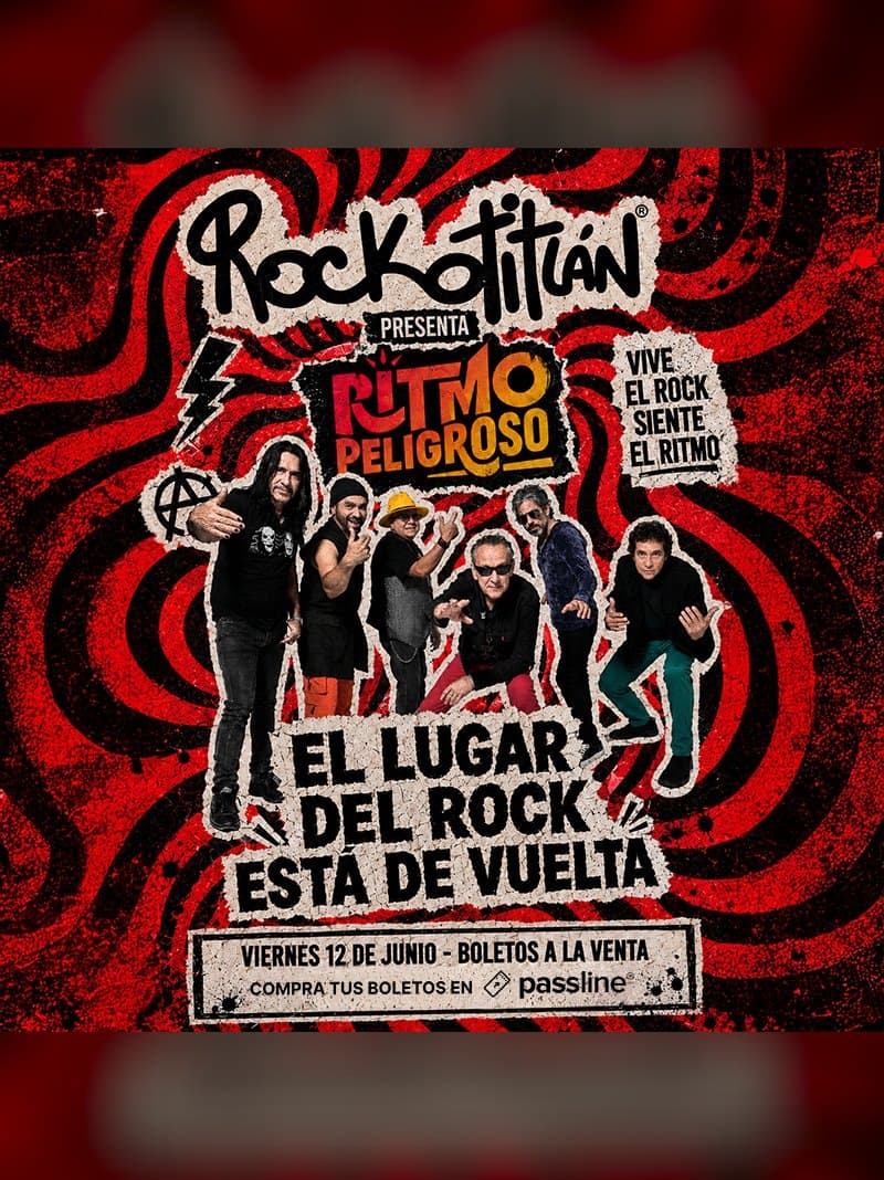 Cartel del evento Rockotitlán: Ritmo Peligroso + Mach Riders en Rockotitlán Satélite