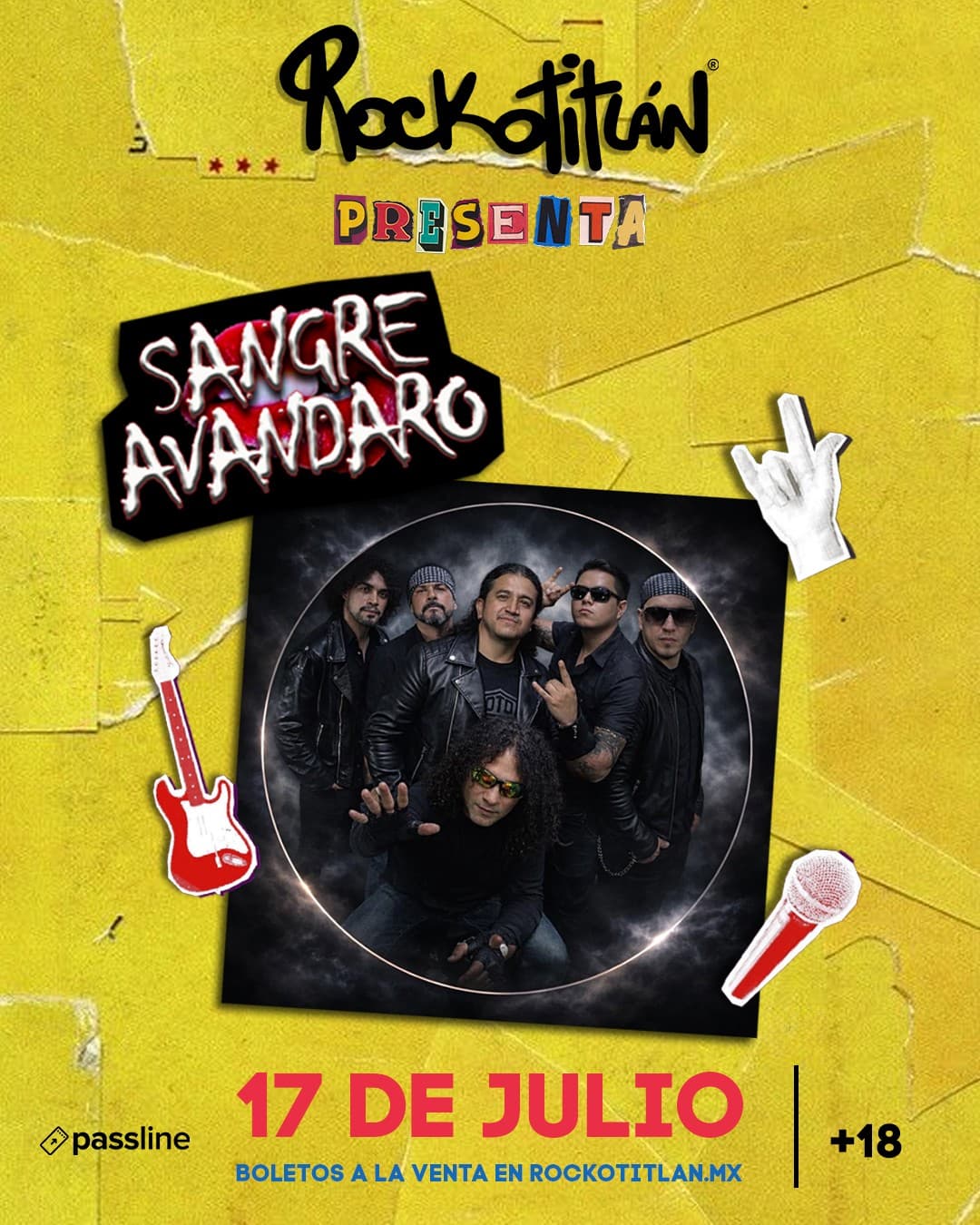 Cartel del evento Sangre Avándaro + La Corona del Caimán Negro en Rockotitlán Satélite